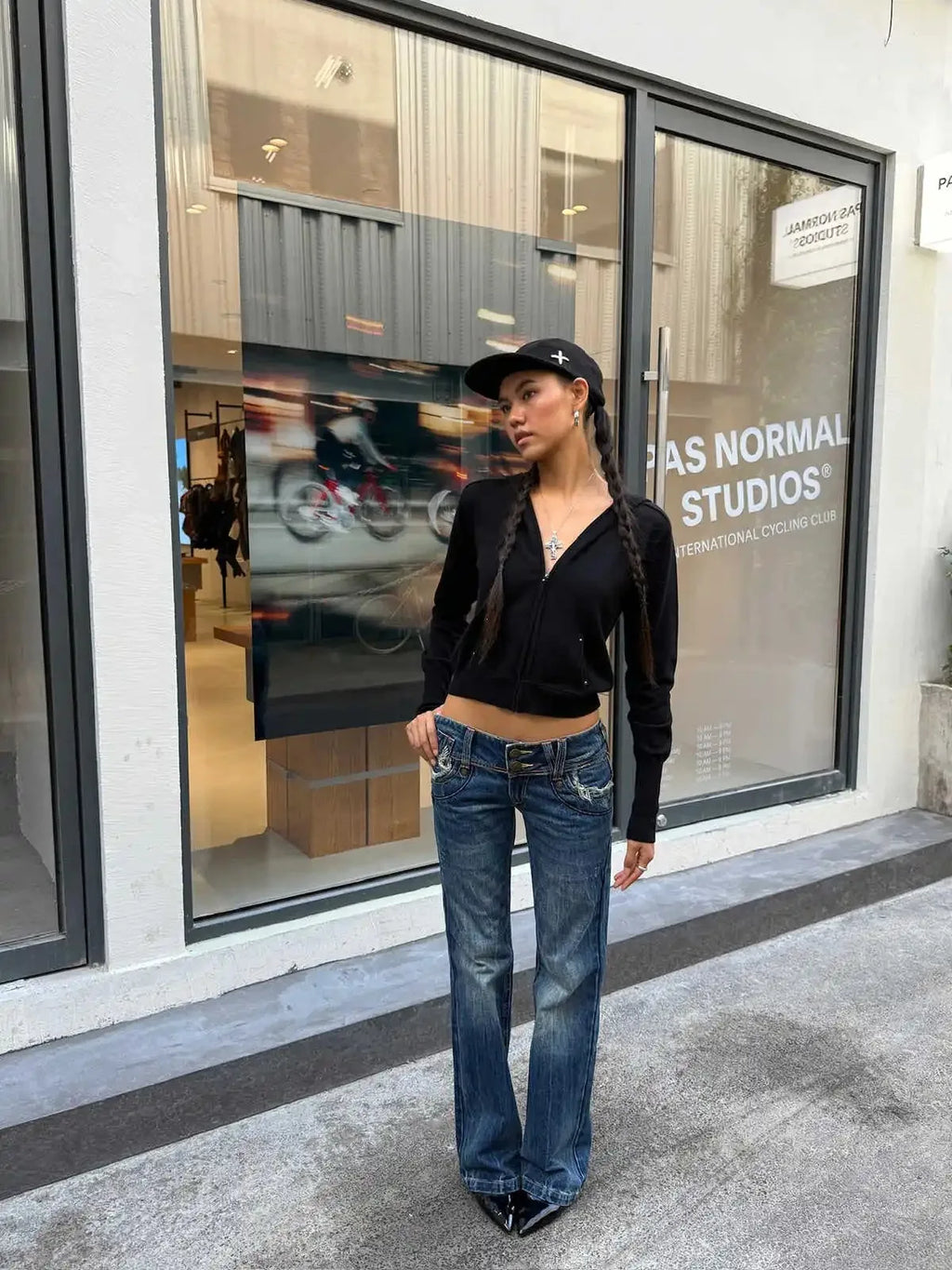 Low Rise JeansWomen's Simple American Retro Y2k Bell Bottom Jeans Stretch Skinny Harajuku Japanese 2000s Japanese Trumpet Pants