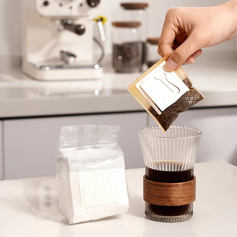 50pcs Pack Disposable Coffee Fliter Bag Portable Portafilter Hanging Ear Coffee Filter Eco-Friendly Paper Bag Espresso Coffee