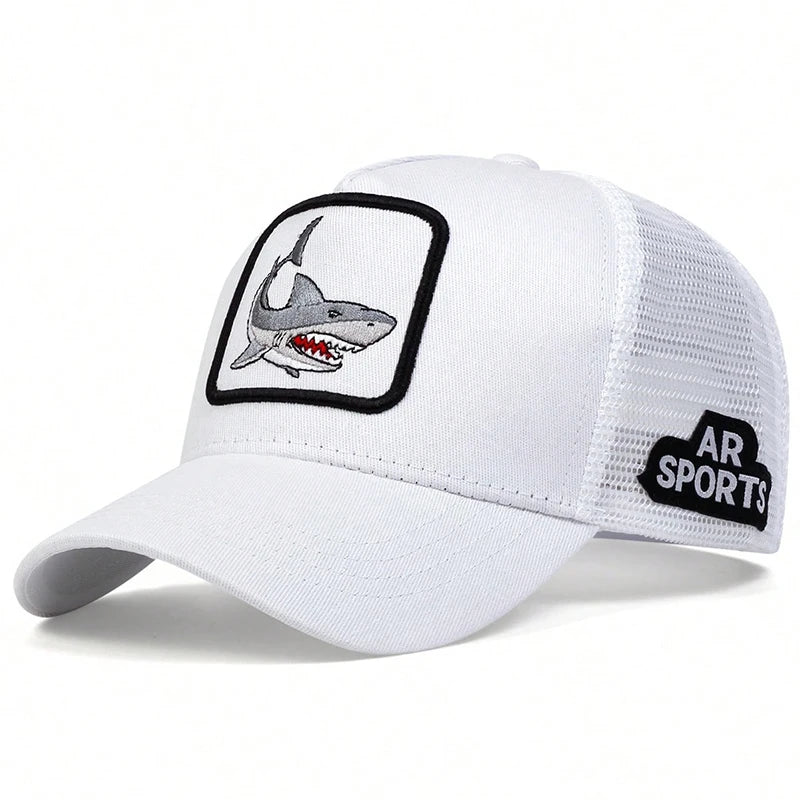Unisex Shark Patch Embroidery Baseball Net Caps Spring and Summer Outdoor Adjustable Casual Hats Hip Hop Hat Sunscreen Hat
