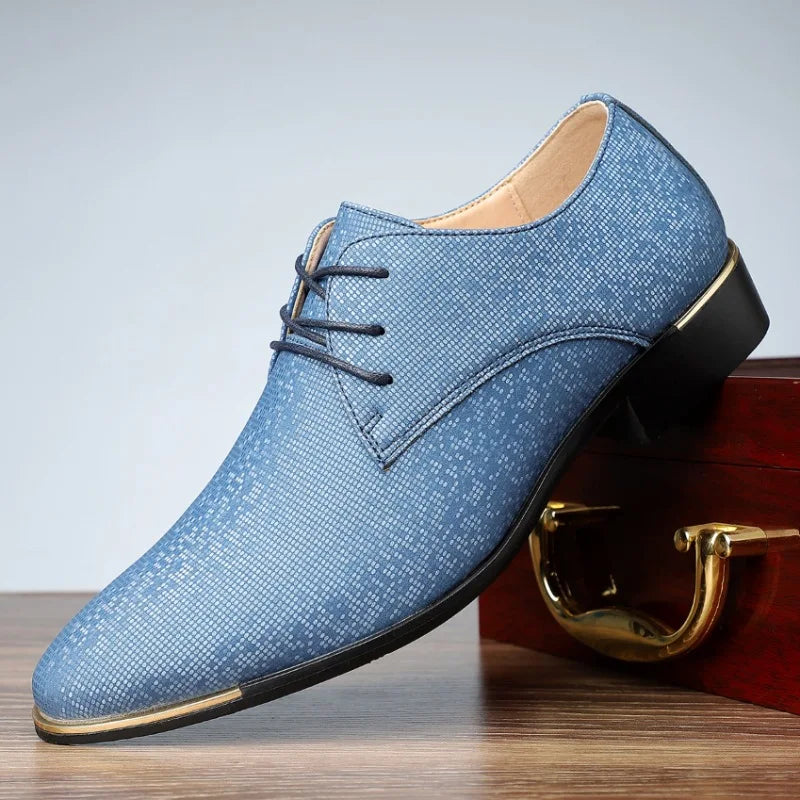 Retro Trend New Men's Black Green Sky Blue Pointed Lace Up Casual Oxford Shoes Wedding Dress Homecoming Footwear Zapatos Hombre