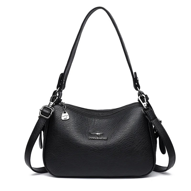 Fashionable Street-Style Women's Crossbody Bag Single Shoulder Personality PU Leather Medium Square Bag Zipper Closure Daily Use