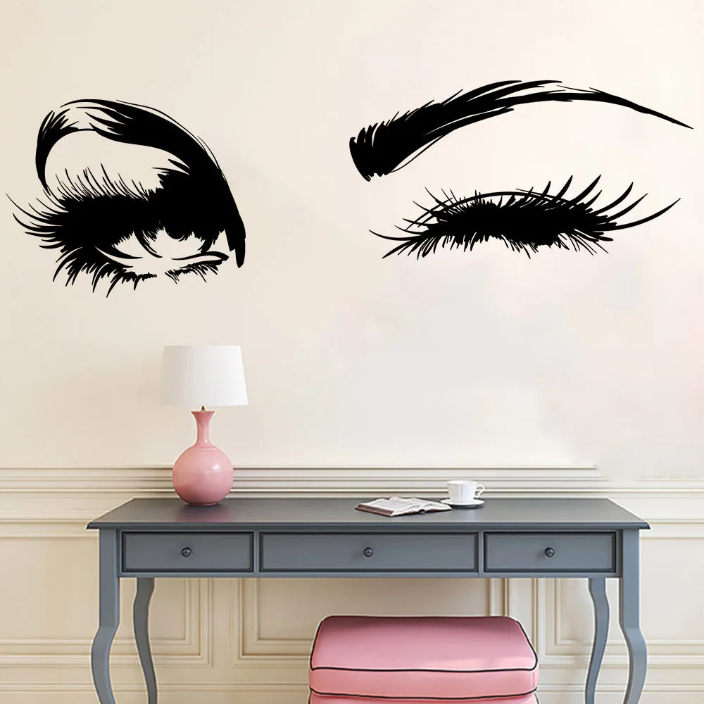 Wall Decals Beautiful Charming Eyes Lashes Wink Decor Wall Art Mural Vinyl Decal Stickers Interior Design Bedroom Sticker - Free Items Weekend.