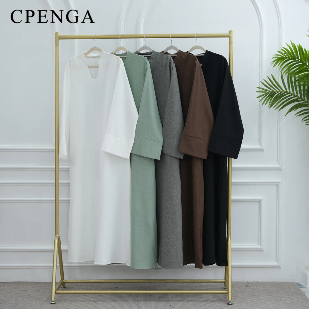 Ramadan Arabic Muslim Women Modest Dress Elegant Eid Dubai Abaya Islam Holiday Loose Outfit New Arrive Plain Turkey Kaftan Robe