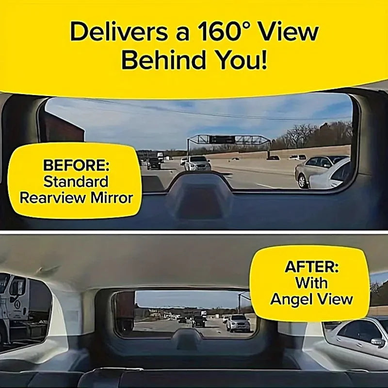 Universal Fit Curved Rearview Blind Spot Mirror, 160° Wide Angle, Enhanced Field of View, Front Position, Oval Shaped Interior