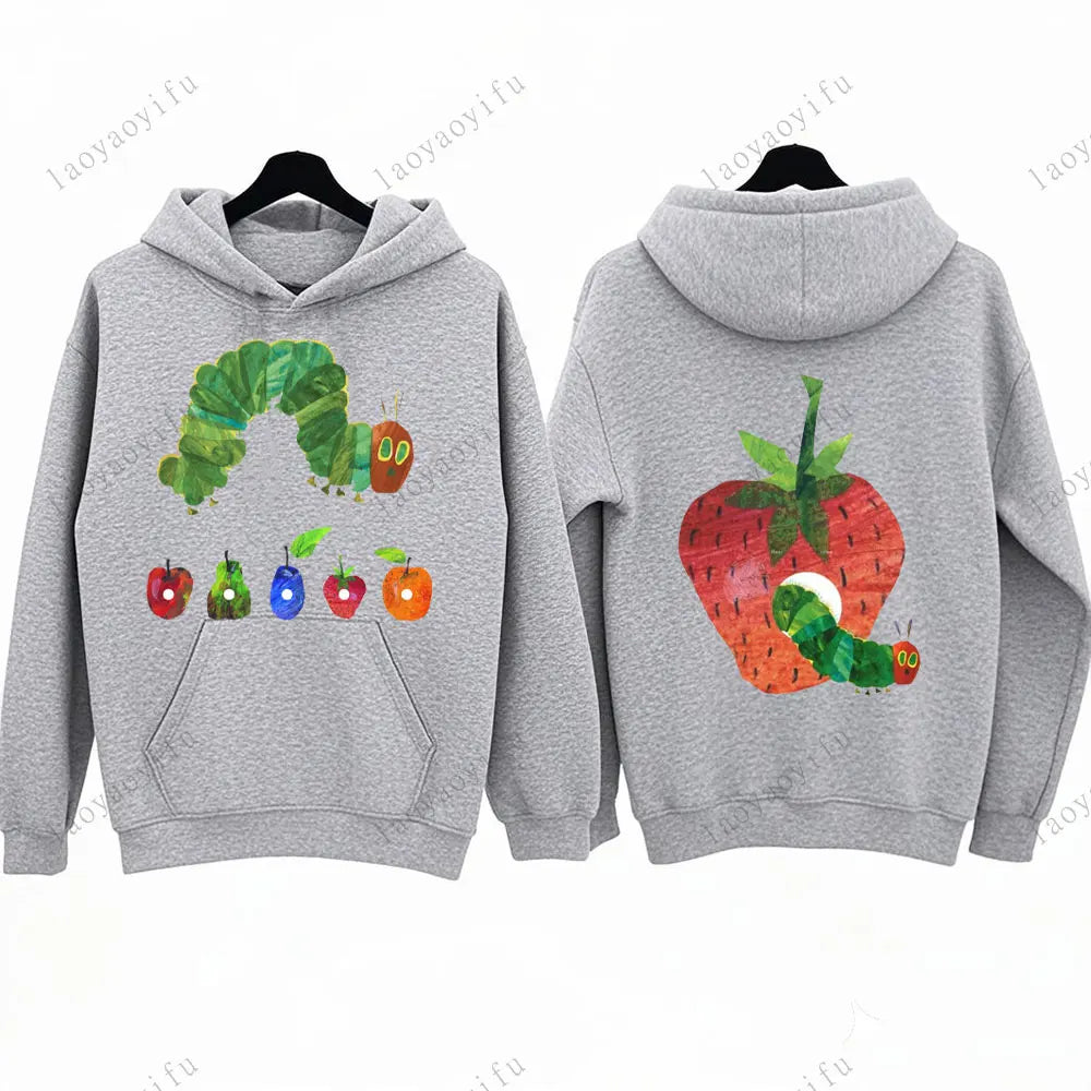 Hungry Caterpillar Printed Hooded The Very Hungry Caterpillar Hoodies Aesthetic Clothes Autumn and Winter Keep Warm Sweatshirt