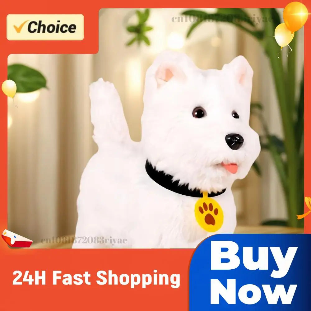 Cute Realistic Interactive Puppy Pet Dog Barking Walking & Tail Wagging Robot Dog Toy Present Pet Gifts for 3+ Year Boys Girls