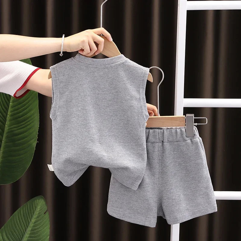 Cotton Soft baby Boys' and Girls' Clothing sets Casual Fashion kids Short Sleevesuits Summer Wear