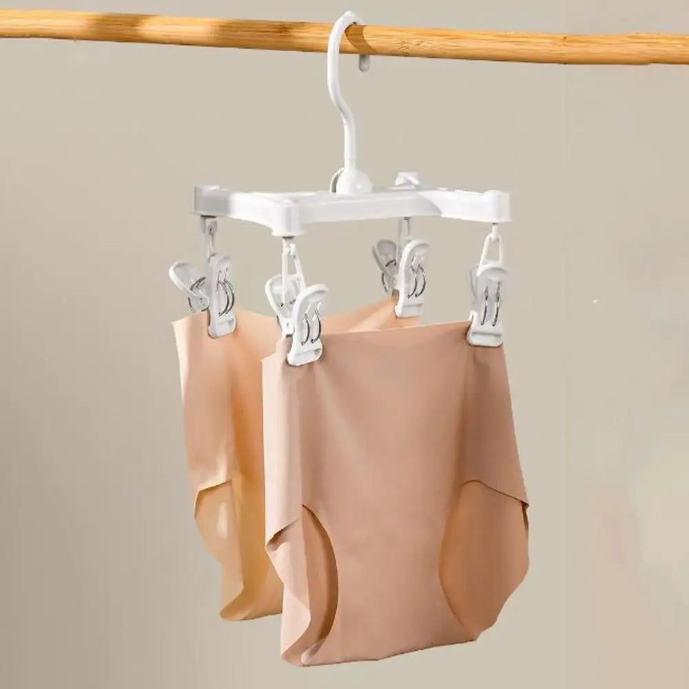 360° Rotatable H Shaped Trouser Hanger Efficient Wind-Resistant Underwear Drying Rack Space Saving with Clips Garment Hanger