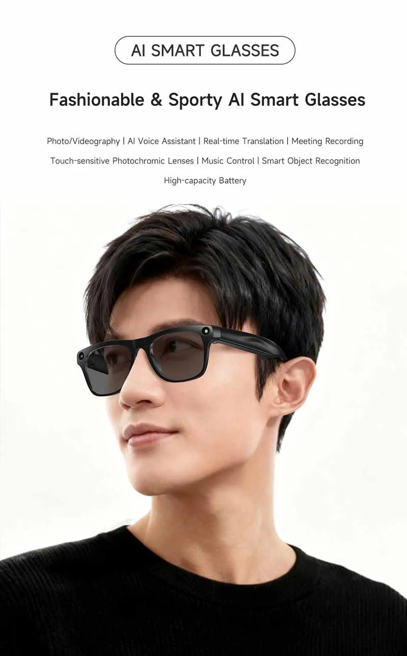 4k Smart AI Bluetooth Glasses HD 800W pixel Shooting Waterproof Camera Photo Video Voice Call Translation Smart Glasses 2026