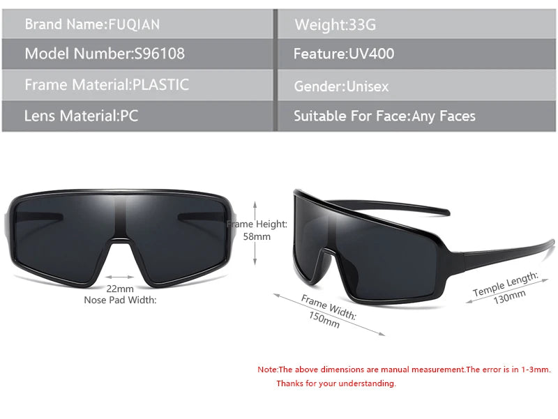 Fashion Big Sport Sunglasses Men Women Brand Designer Oversized Sun Glasses Unisex Luxury Driving Hiking Cycling Goggle Shades