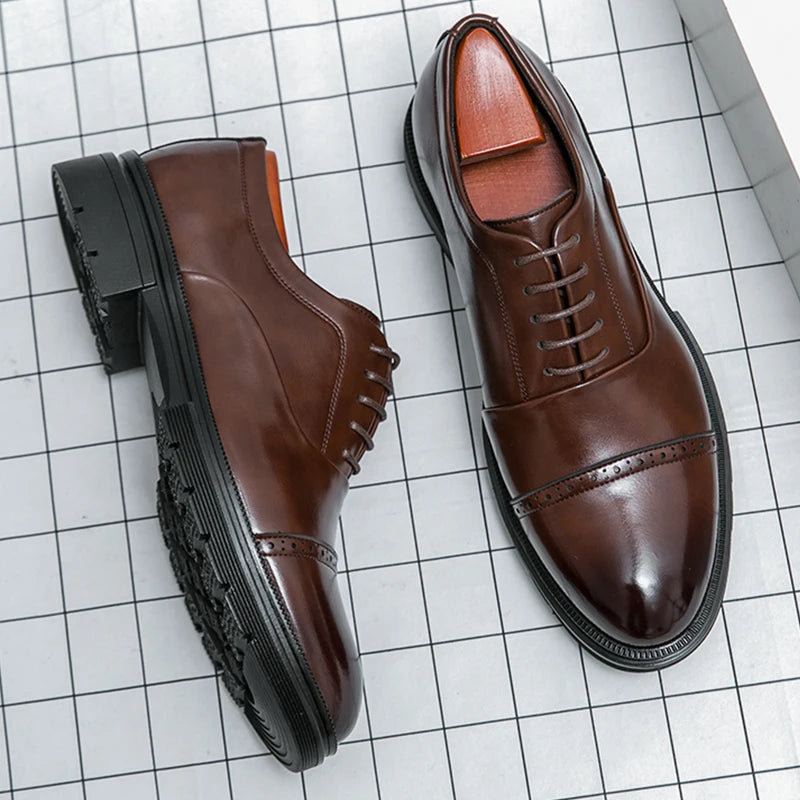 Men’s Dress Shoes High Quality Business British Social Formal Leather Shoes For Men Block Party Wedding Business Office Shoes
