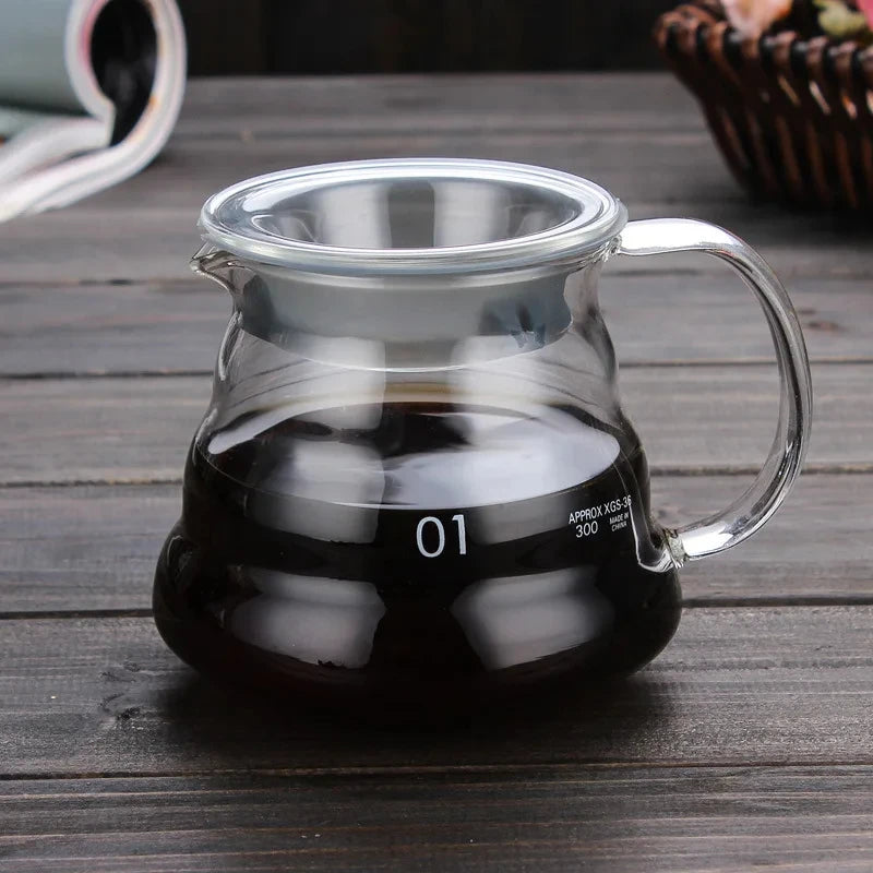 Leeseph Coffee Carafe, 350/600ml Coffee Clear Glass Kettle Sharing Pot with Lids, Pour Over Coffee Espresso Maker Accessories
