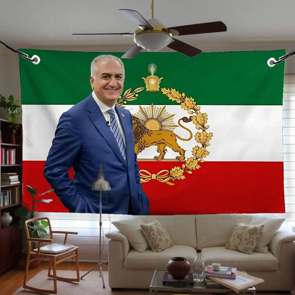 Iran Flag Mohammad Reza Pahlavi Flags Room Decor Outdoor Decors Personalized Items Flags For Bedrooms Home Funny