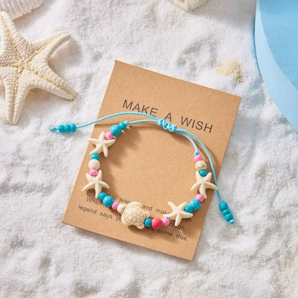 Shell Starfish Anklets for Women Bohemian Anklet Leg Rice Beads Bracelet Handmade Foot Chain Boho Jewelry Sandals Gift