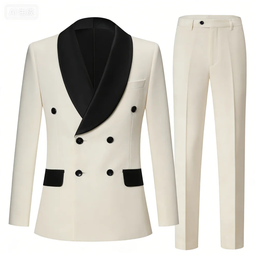 Men's Three-Piece Suit Set for Night Business Jacket And Pants Wedding 2-Piece Formal Outfit