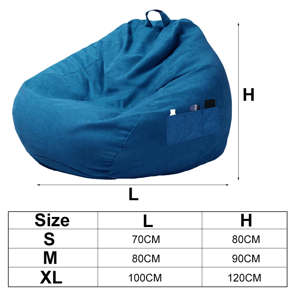New Bean Bag Chair Sofa Cover Soft Comfortable Sofa Chair Protection Cover with Storage Bag without Filler Furniture Accessories