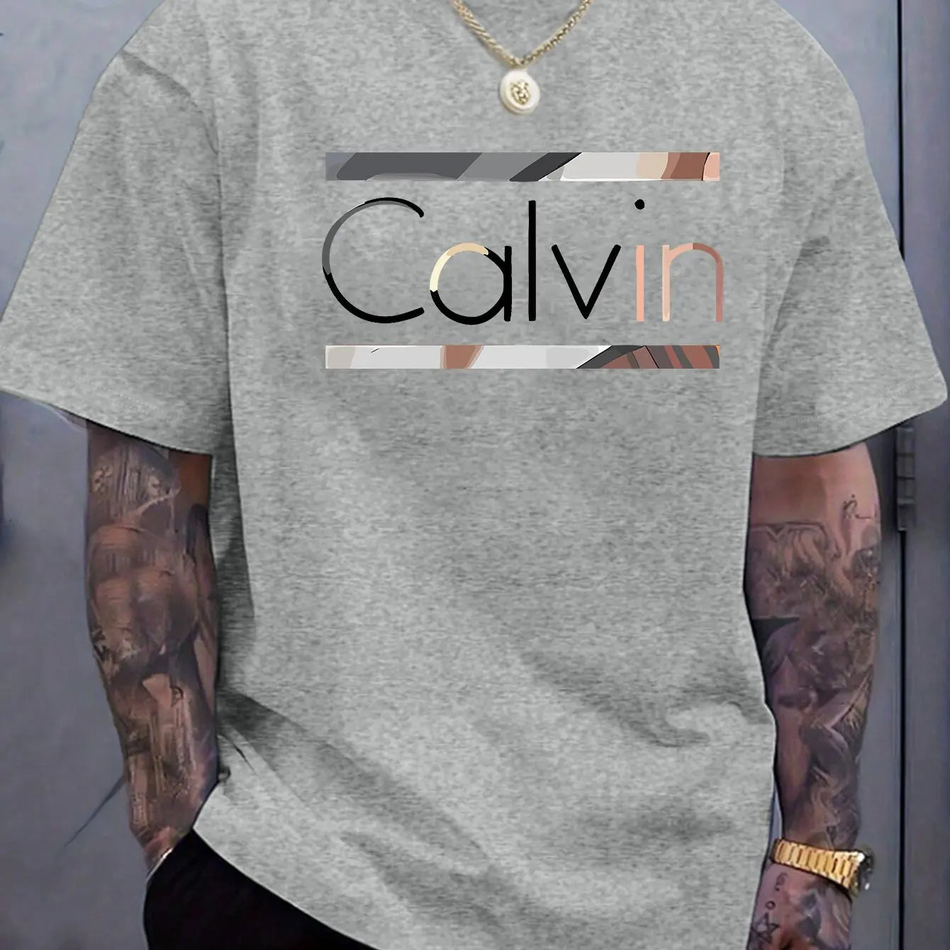 Men's Summer 100% Polyester Fashionable Casual Loose Plus Size New Fashionable Letter Printed Round Neck Short Sleeved T-shirt