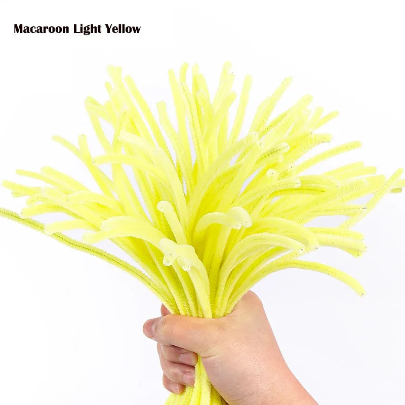 100/200/300/500/1000pcs DIY Plush Chenille Sticks Stem Pipe Cleaner HandCraft part for Spring Xmas Halloween Newyear Easter