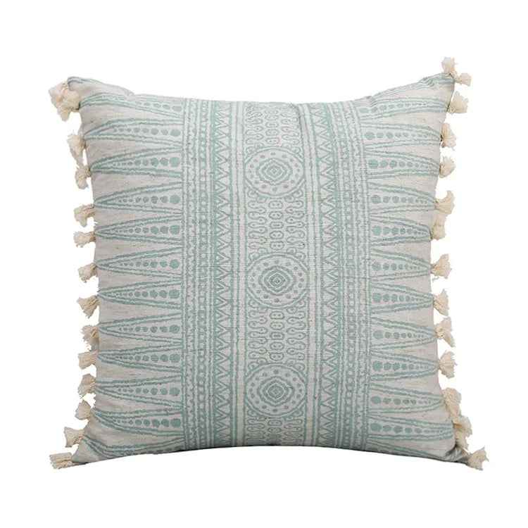 Green Cotton Linen With Cushion Cover 45x45cm/30x50cm Vintage Pillow Cover Tassles for home decoration Living Room Retro