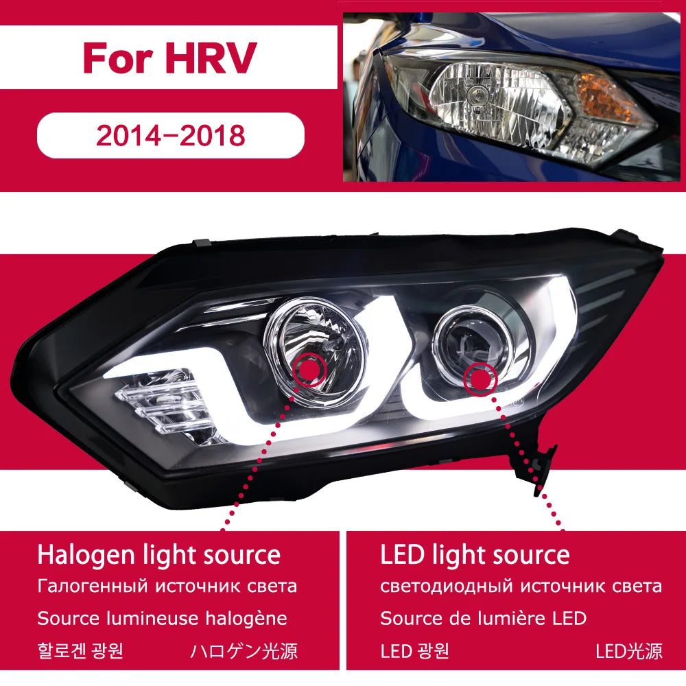 Car Lights for Honda HRV HR-V LED Headlight 2015-2018 Vezel Head Lamp Drl Projector Lens Automotive Accessories