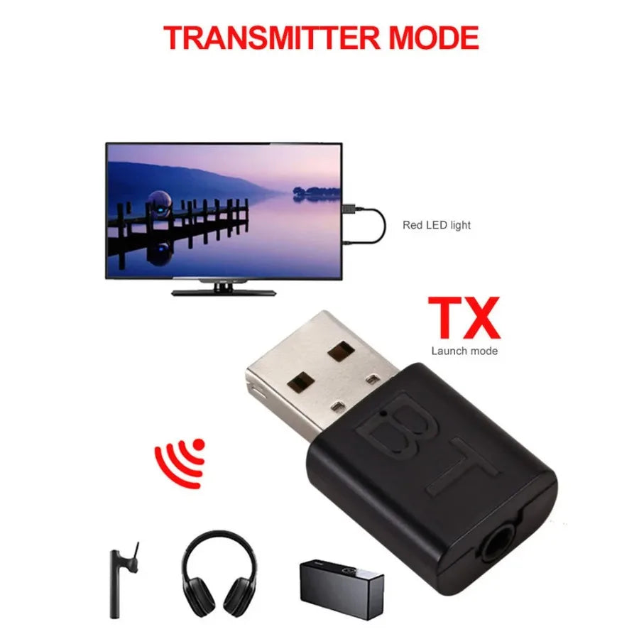 2 in 1 USB Bluetooth 5.0 Adapter Bluetooth Receiver USB Dongle Adapter Bluetooth 5.0 Audio Adapter Transmitter for Laptop Car