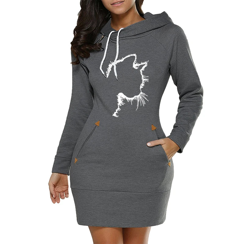 Midi Dresses 2024 Daily Spring Hot Sales Casual Diagonal Zipper At Neckline Simplicity Autumn Hooded Sports Dress New Fashion