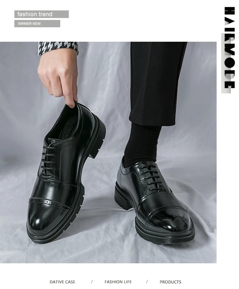 Men’s Dress Shoes High Quality Business British Social Formal Leather Shoes For Men Block Party Wedding Business Office Shoes