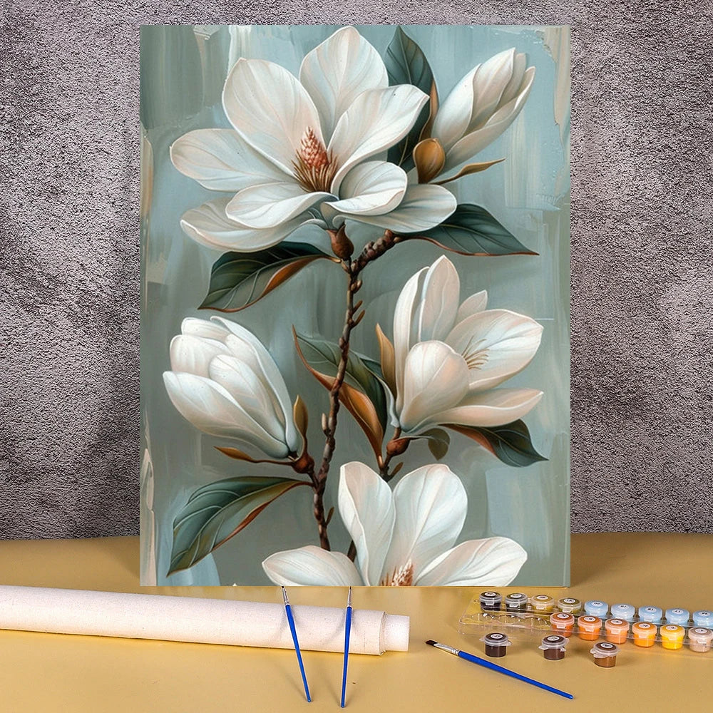 Coloring By Numbers Lily Flowers Acrylic Paint Painting For Living Room Wall Adults Handpainted Picture Crafts Gift Home Decor