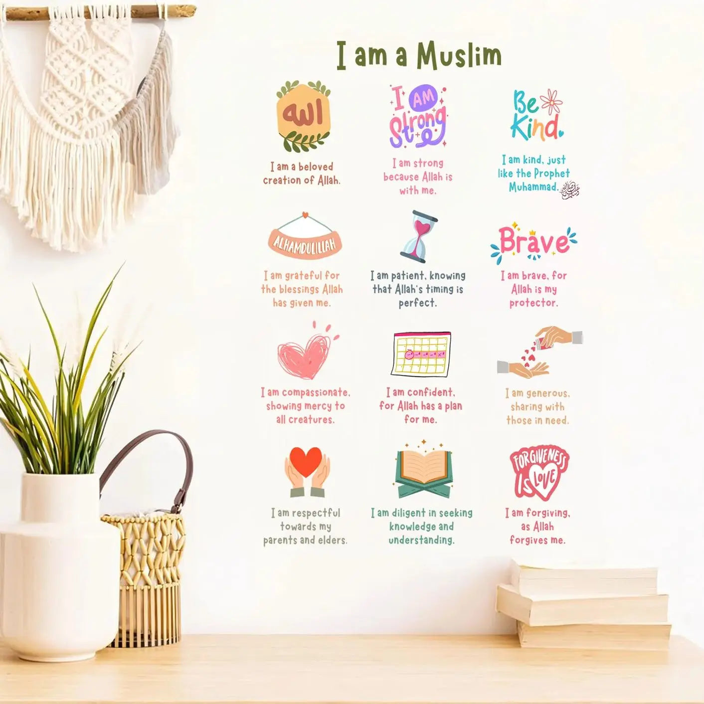 Islamic I am a Muslim Excitation  Wall Sticker Child Room Classroom Study Kids Room Office Art Decal Bedroom Living Home Decor