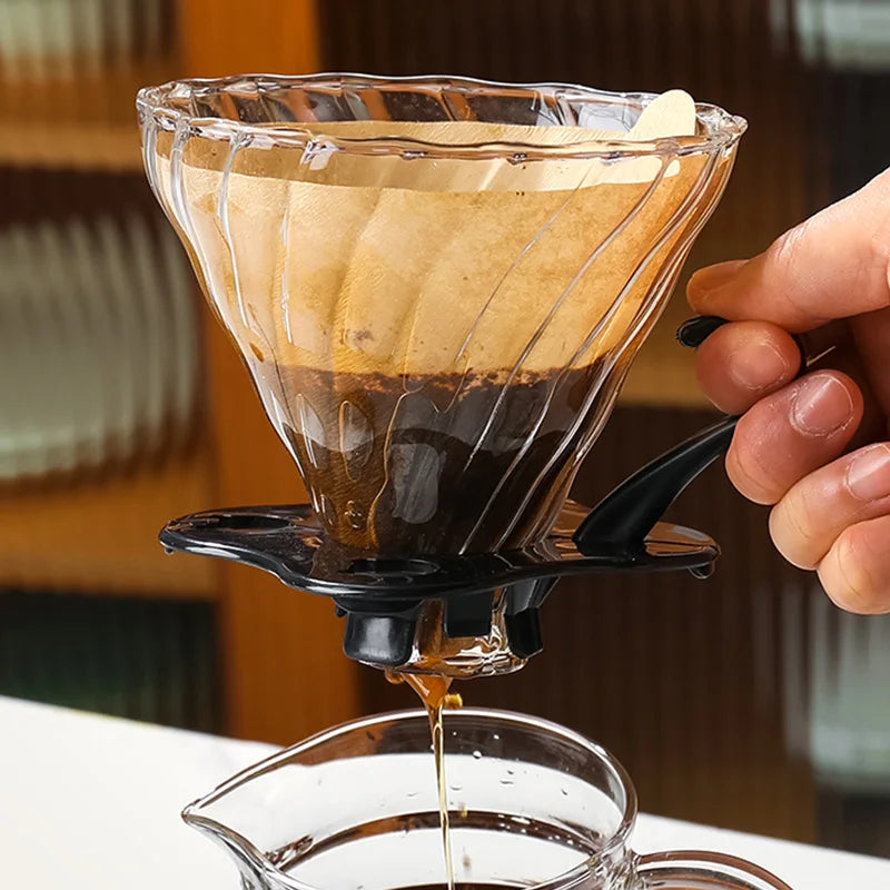 Handmade Glass Coffee Carafe with Filter Set Pour over Coffee Pot Tea Brewing Server Includes Coffee Extraction Cup