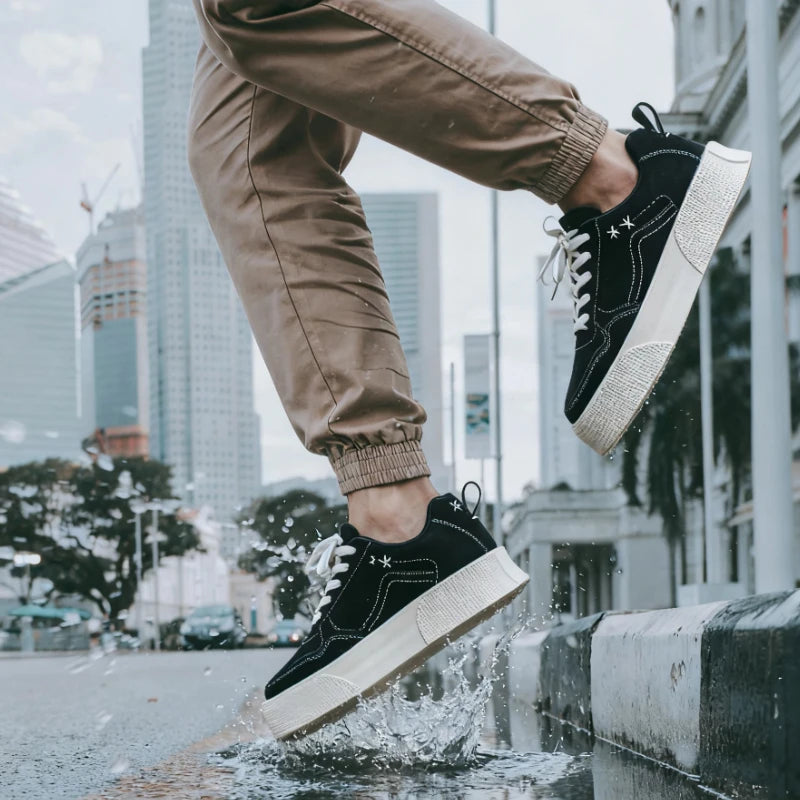 Men's Casual Low-Top Board Shoes Spring  Flats Platform Lace-Up Sneakers Street Style Breathable Designer Fashion Footwear