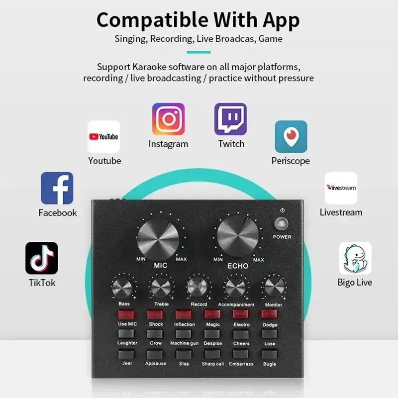 For BM800 V8 Sound Card Set Professional Audio Condenser Mic Studio Singing for Karaoke Podcast Recording Live Streaming