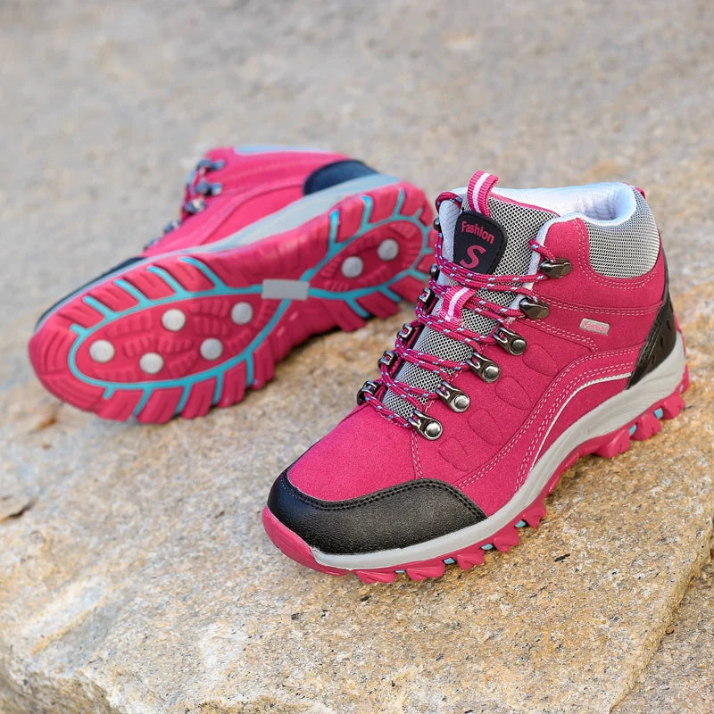 High-top Boots Women Comfortable Casual Anti-slip Breathable Warm Combat Boots Thick-soled Soft Outdoor Hiking Shoes Women
