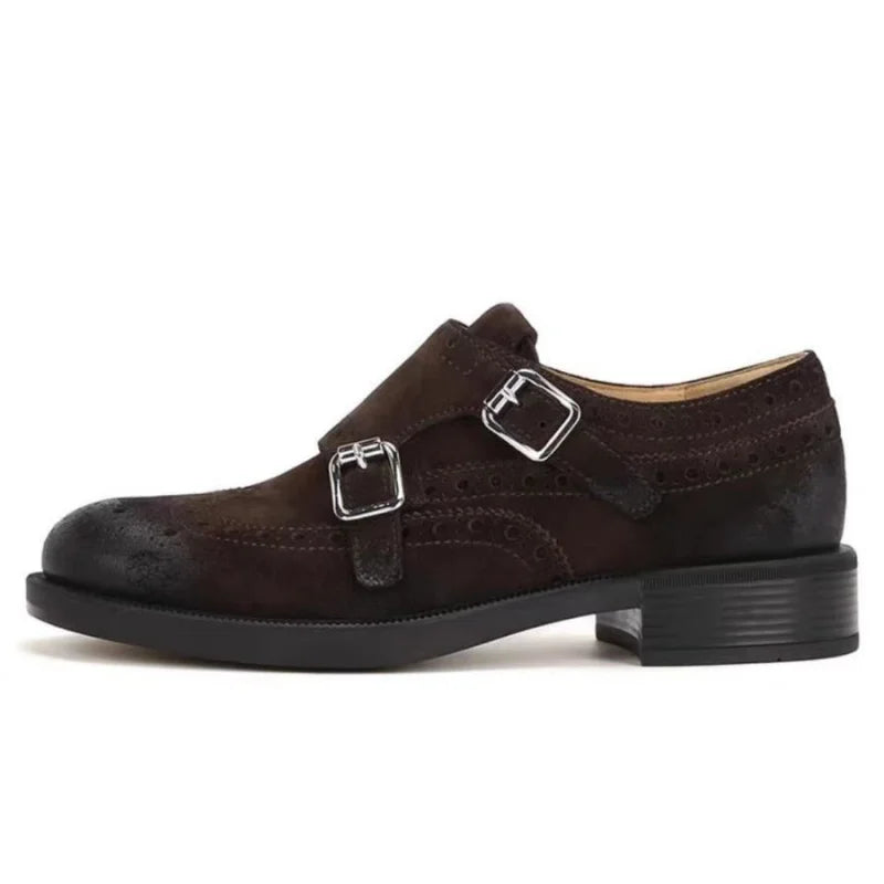 Slip on Women Shoes 2025 New Style Leisure Fashion Flats Women Shoes Casual Trendy Leather Metal Buckle Comfortable Shoes