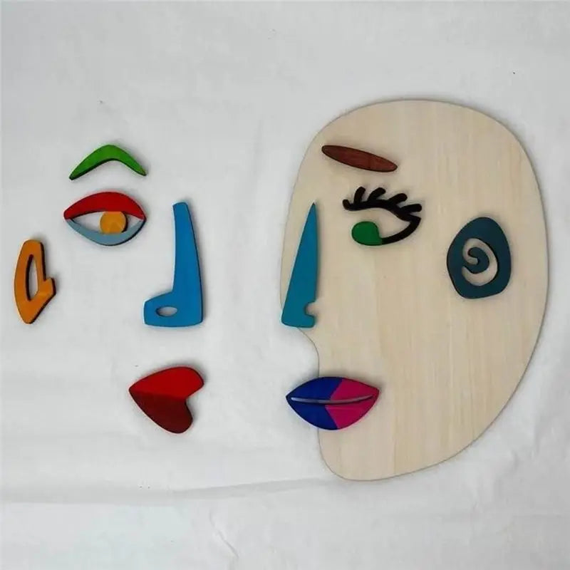 BAAU Wooden Montessori Puzzles, 26 Part Picasso Modern Art Puzzle, Colored Face Art Educational Stem -Wooden Toddler Easy In