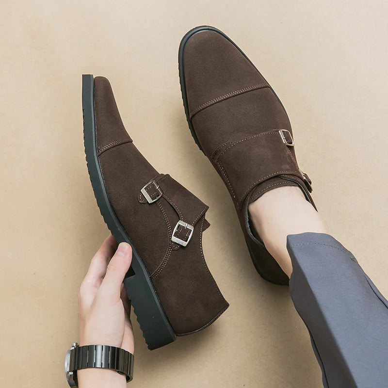 Hot Selling Men's Suede Shoes Europe America Anti-skid Flat Shoes Fashionable Loafers Men's Work Shoes Soft Soled Dress Shoes