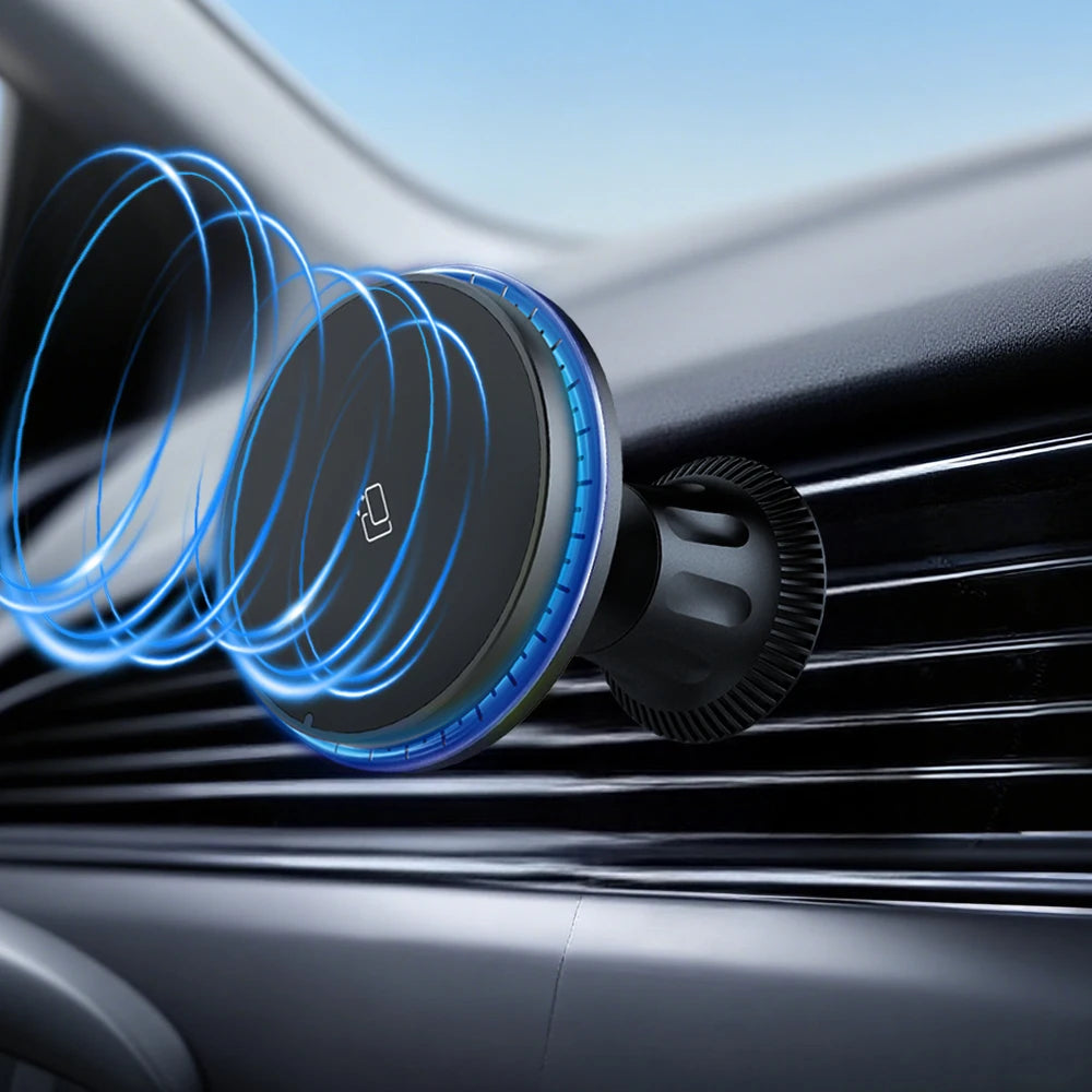 Magnetic Car Wireless Charger. Super Strong Magnetic Adsorption.Small Size And Portable.Fast charging.Blue Light/Scrolling Light