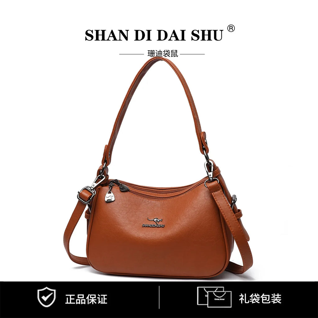 Fashionable Street-Style Women's Crossbody Bag Single Shoulder Personality PU Leather Medium Square Bag Zipper Closure Daily Use