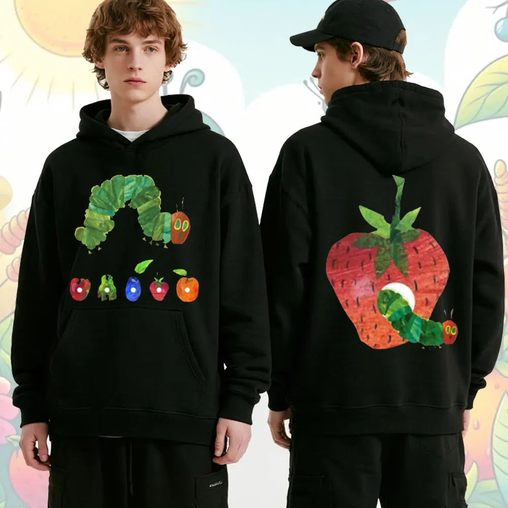 Hungry Caterpillar Printed Hooded The Very Hungry Caterpillar Hoodies Aesthetic Clothes Autumn and Winter Keep Warm Sweatshirt