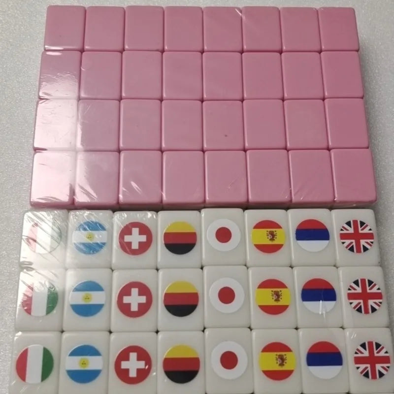 Hot Tiktok 64 Blocks Seaside Escape Mahjong With Flag Pattern Two Players Party Game Funny Parent Child Toy For Kids Gift