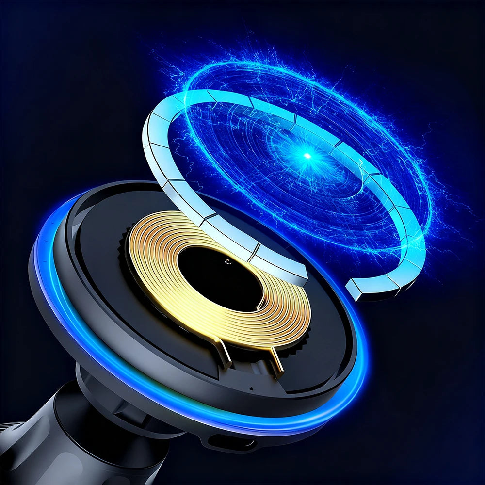 Magnetic Car Wireless Charger. Super Strong Magnetic Adsorption.Small Size And Portable.Fast charging.Blue Light/Scrolling Light