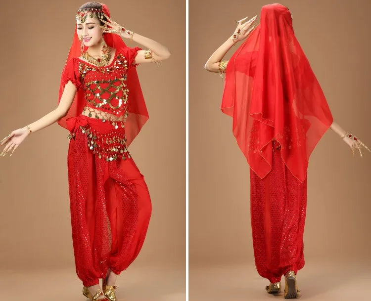 Indain Clothing Dance Practice Clothing Belly Dance Suit New Short-sleeved Suit Belly Dance Clothing Indian Costumes Performance
