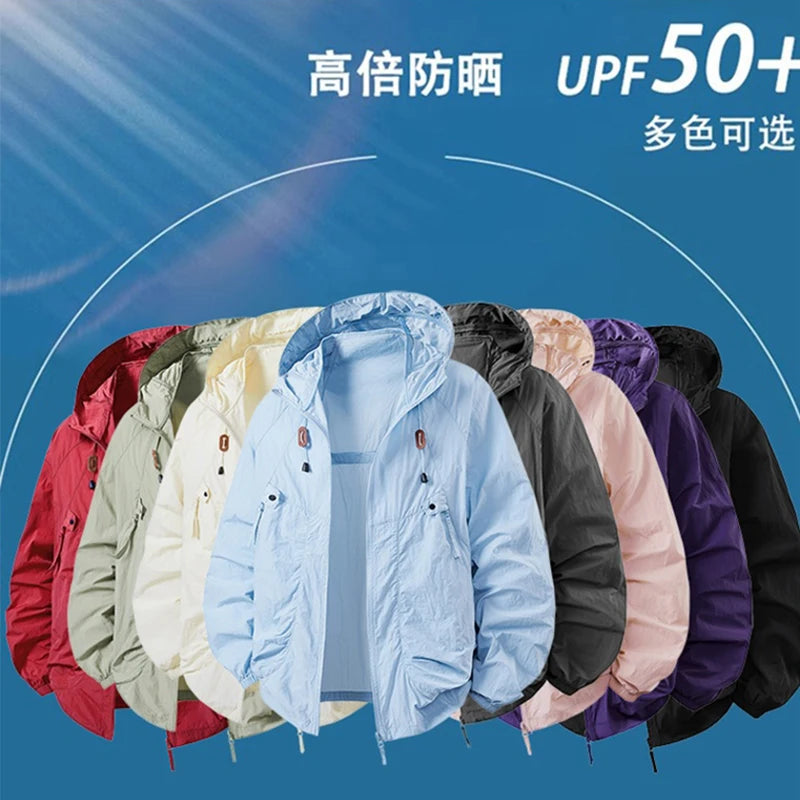 8Colors Fast Ship Men Jacket Summer Coats Male Fishing Windbreaker Jacket Man Camping Clothing Hot Day Waterproof Trip Outerwear