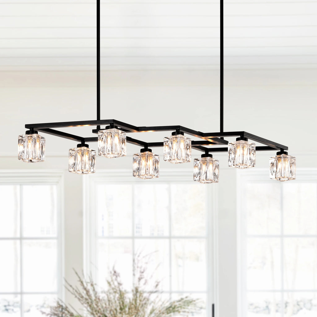 39 inch modern minimalist crystal chandelier black metal light stand adjustable height for living room kitchen porch