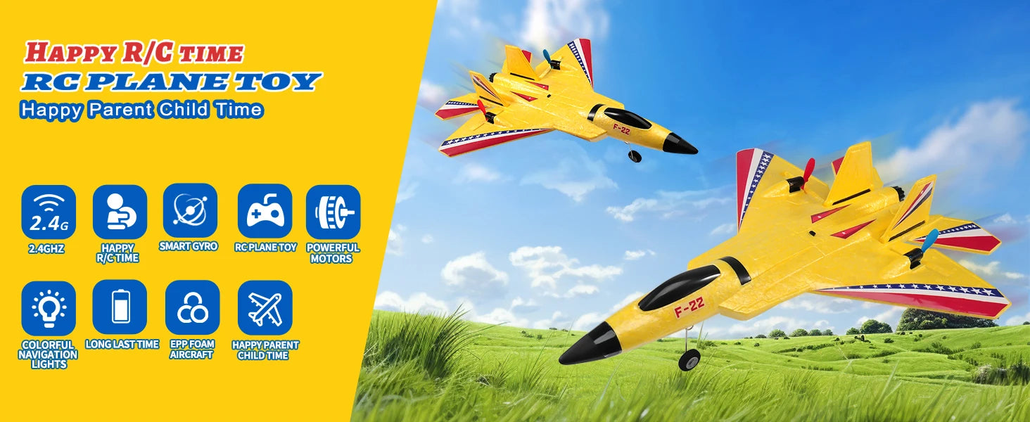 F22 Raptor RC Plane 2.4G 2CH RC Foam Flying Model Glider With LED Lights Remote Control Foam Fighter Airplane Toys for Children
