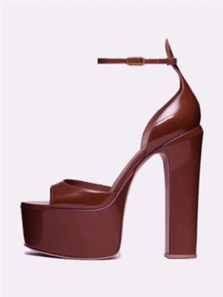 Ladies' summer new coarse high-heeled fish mouth sandals, thick soled waterproof platform, sexy party and wedding women's shoes