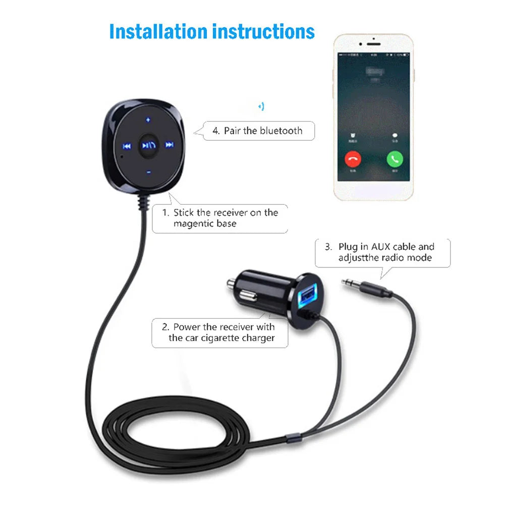 Car Bluetooth-compatible Audio Receiver 3.5mm AUX Wireless Music Receiver Adapter for Car Stereo with AUX IN Auto Accessories