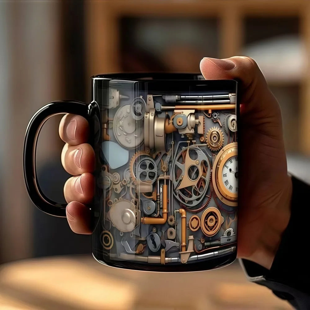 Funny 325ml Mechanic Coffee Mug Ceramic Wrench Pattern Water Cup Toolbox Design Sturdy Mechanic Mug Auto/Car Mechanic Gift
