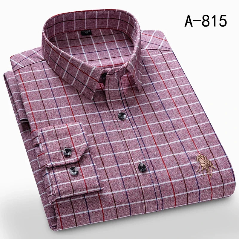 New Spring Fashion Flannel Long Sleeve Shirts For Men Plaid Plus Size Cotton Warm Soft Clothing Business Chic Smart Dress Shirts
