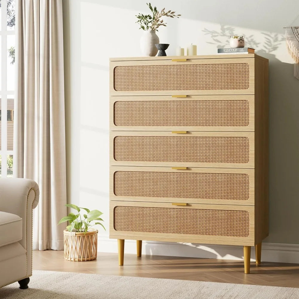 5 Drawer Dressers for Bedroom, Tall Dresser with Deep Drawers, Large Chest of Drawers for Closet with Wide Top